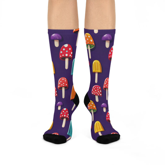 Purple Mushroom & Popsicle Crew Socks