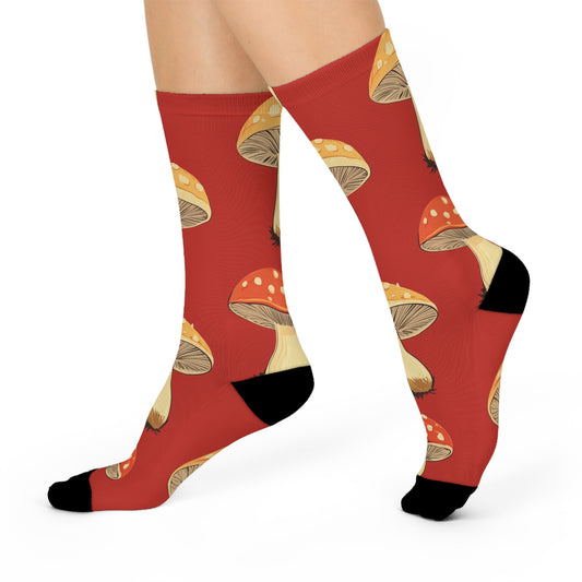 Mushroom Cushioned Crew Socks | Red 003