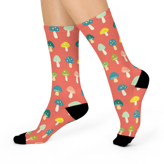 Mushroom Cushioned Crew Socks | Red 008