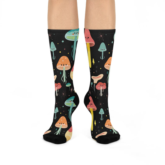 Starry Mushroom Friends Crew Socks