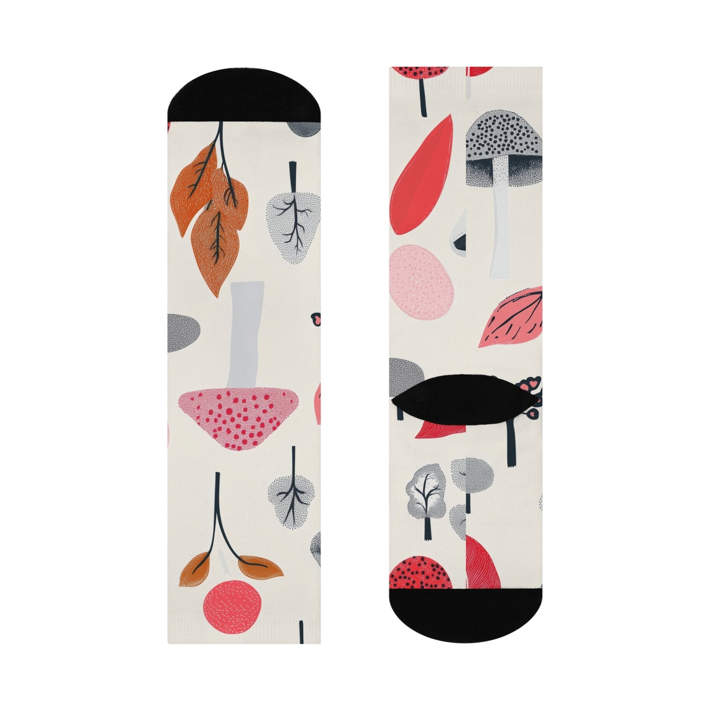 Mushroom Cushioned Crew Socks | Beige 004