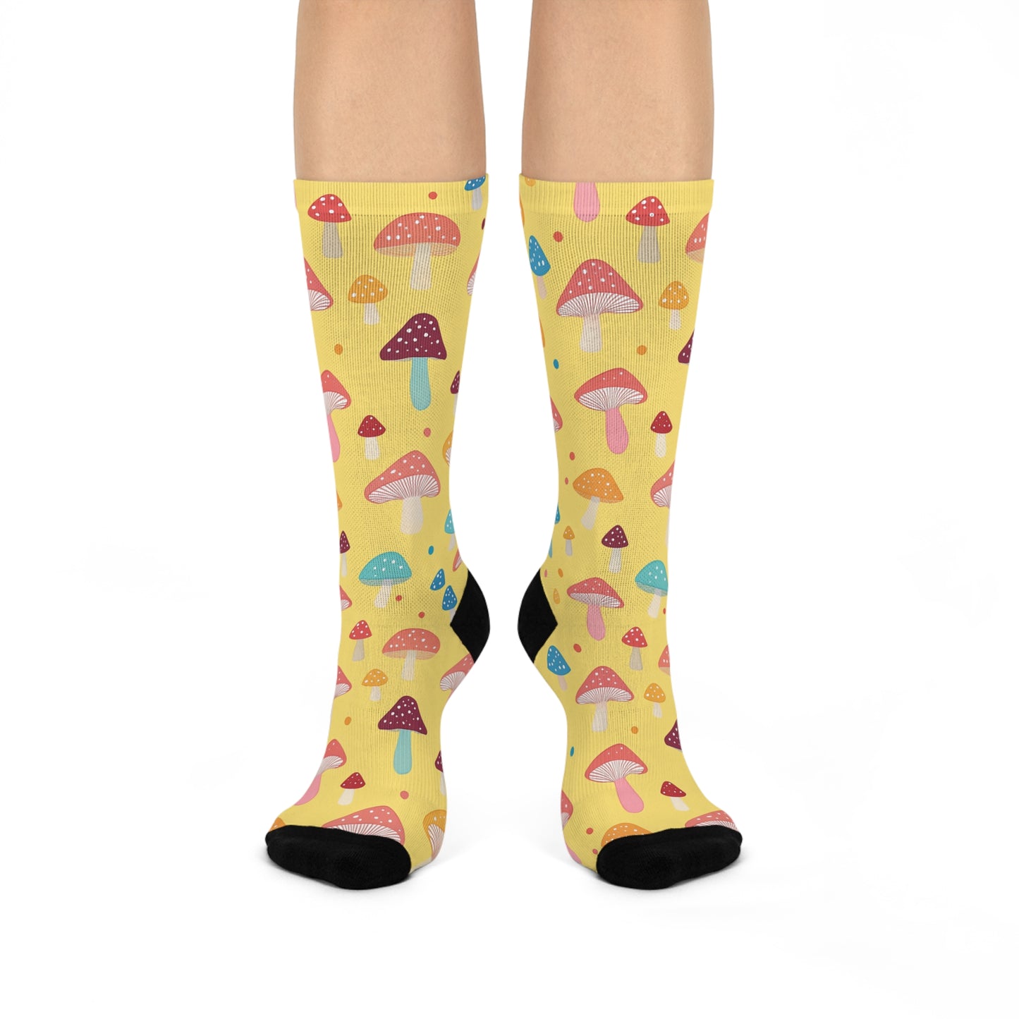 Mushroom Cushioned Crew Socks | Yellow 009