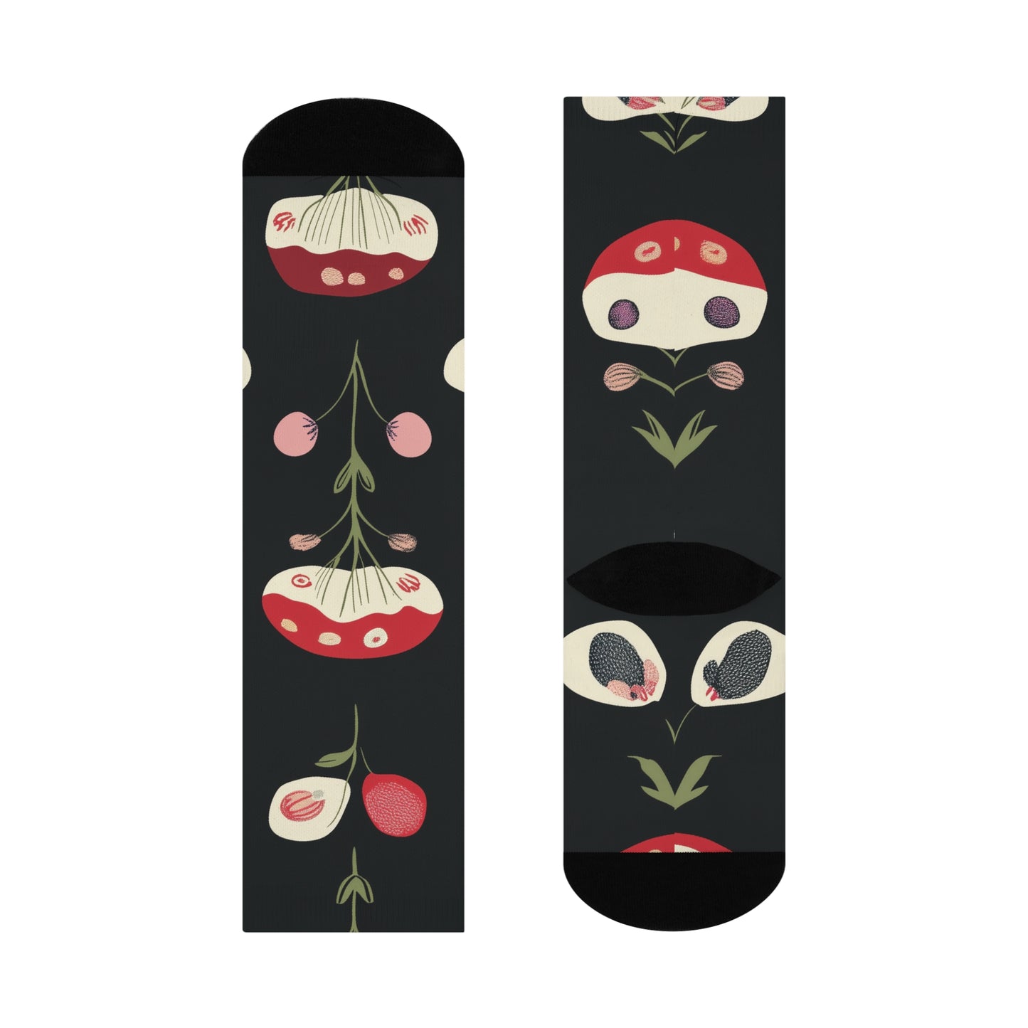 Mushroom Cushioned Crew Socks | Black 008