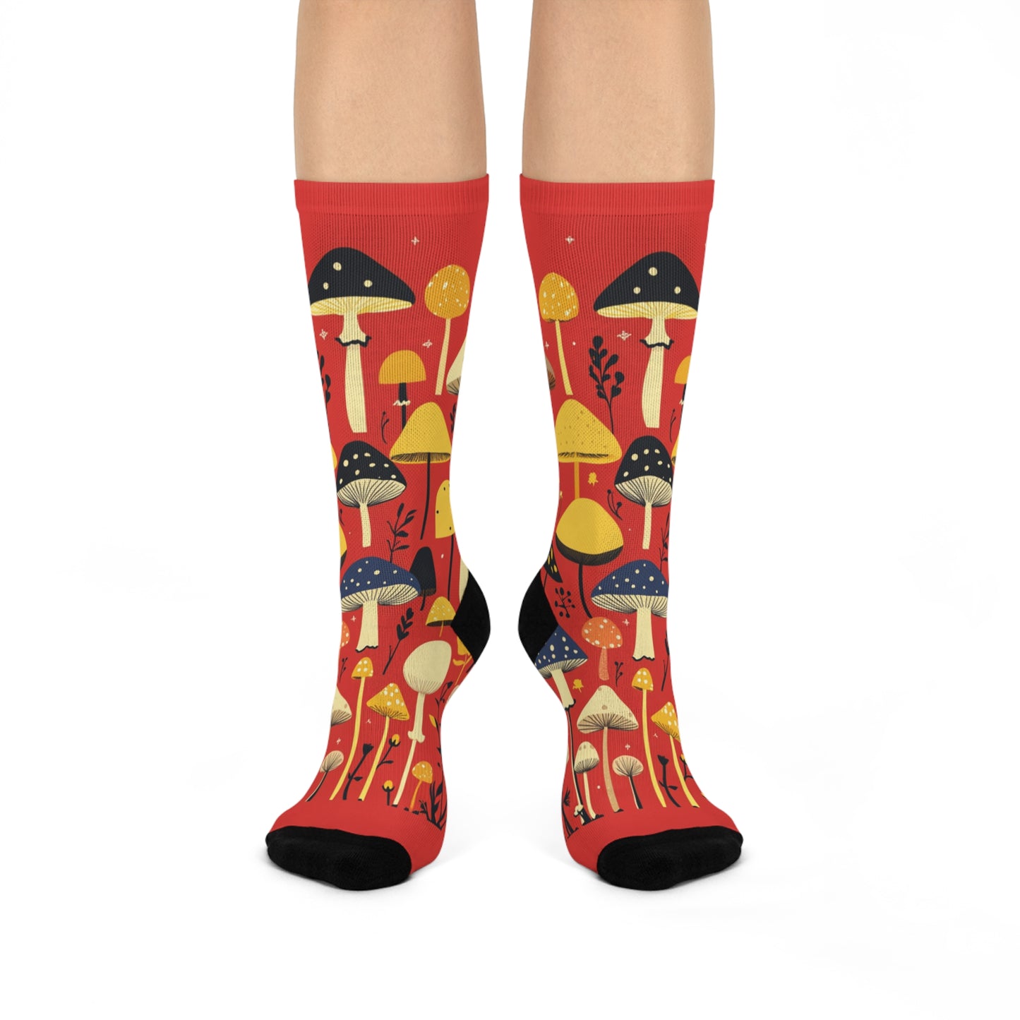 Mushroom Cushioned Crew Socks | Red 001