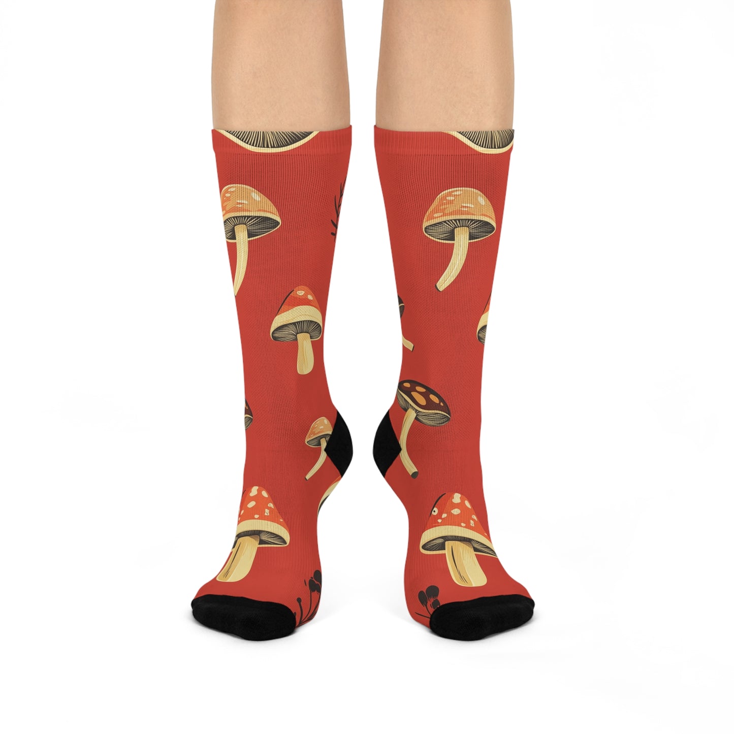 Mushroom Cushioned Crew Socks | Red 002