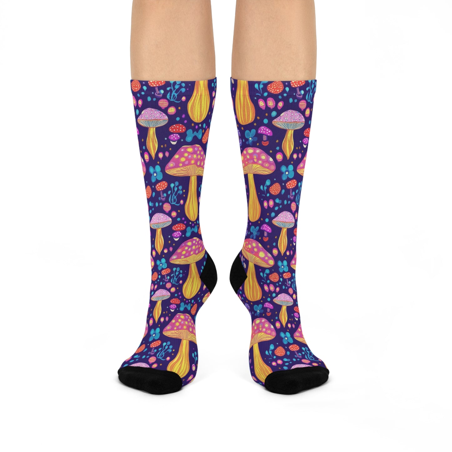 Mushroom Cushioned Crew Socks | Purple 010