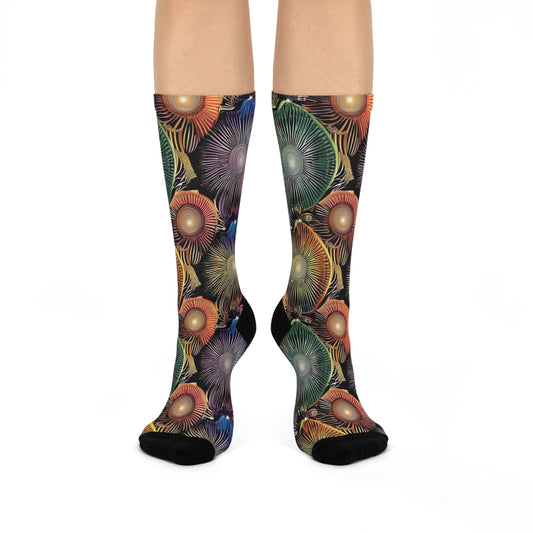 Jewel Tone Mushroom Gill Crew Socks