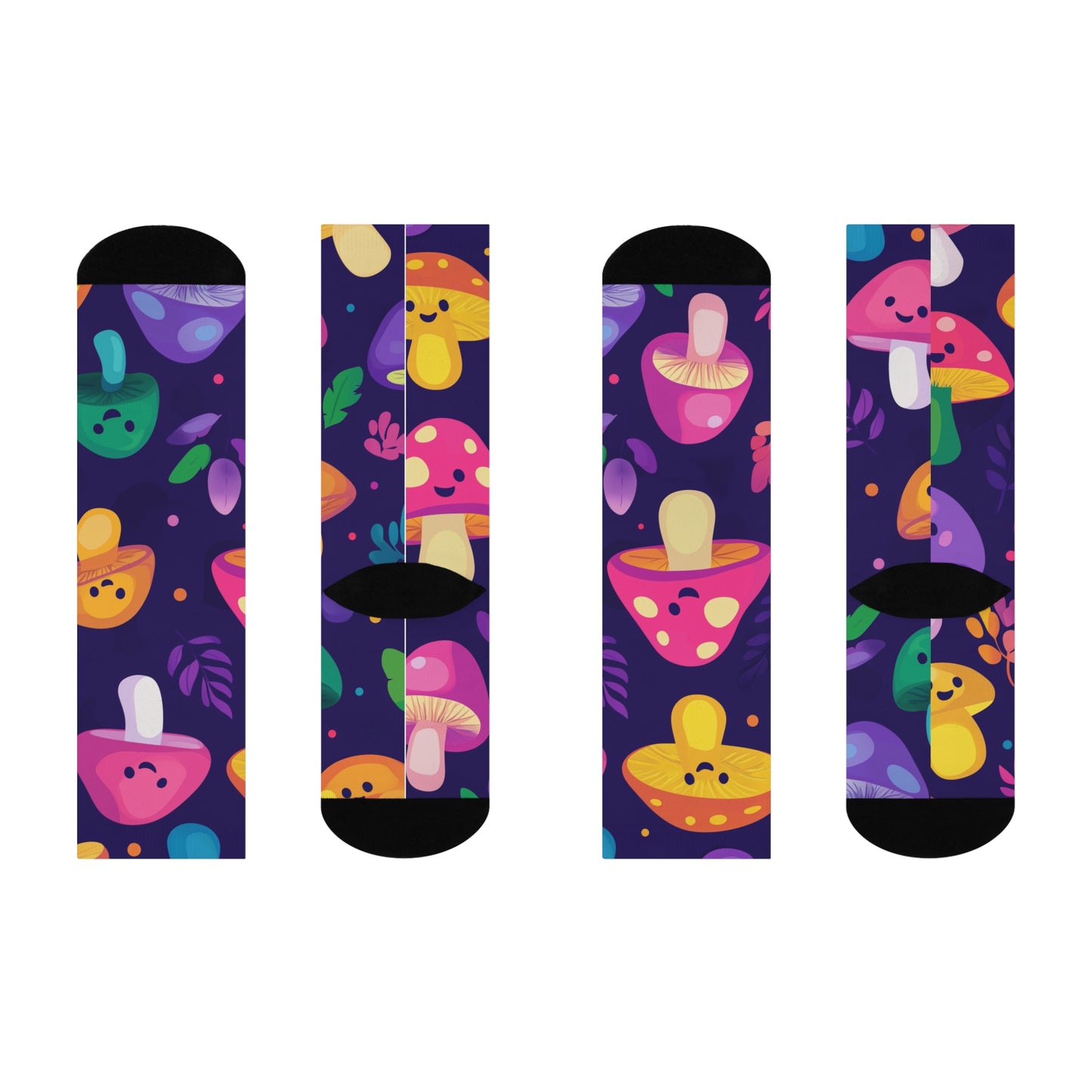 Mushroom Cushioned Crew Socks | Purple 001