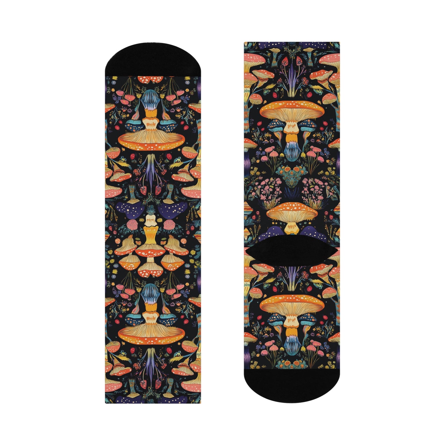 Mushroom Cushioned Crew Socks | Black 014