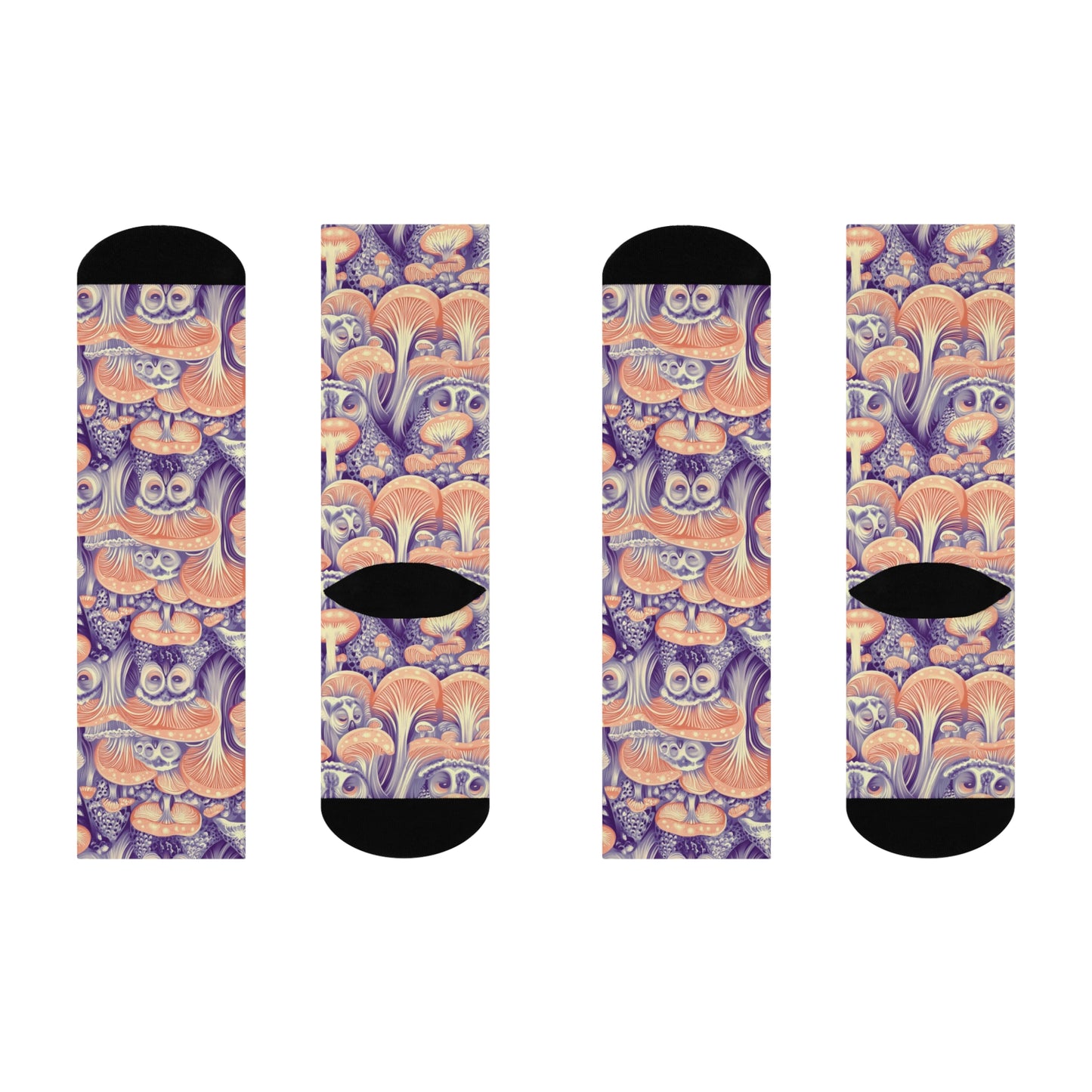 Mushroom Cushioned Crew Socks | Purple 013 | Owls