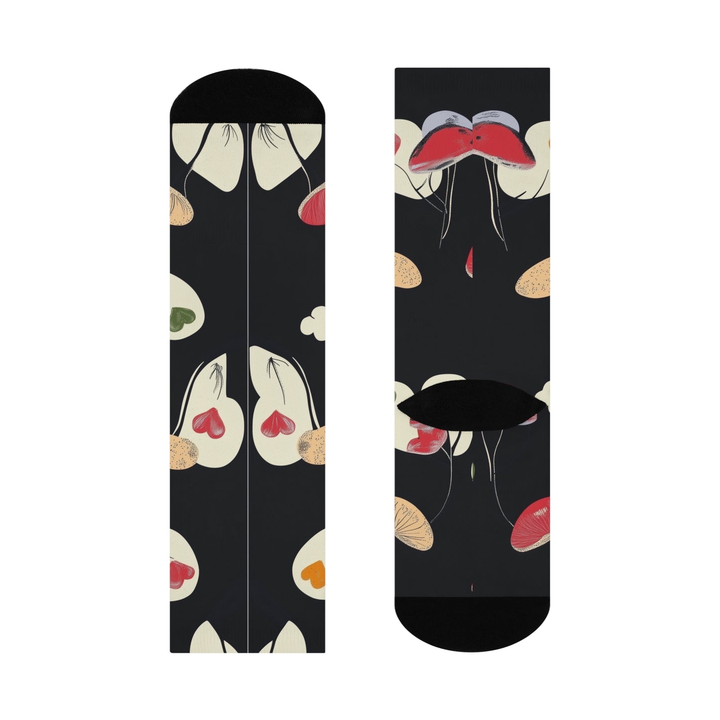 Mushroom Cushioned Crew Socks | Black 007