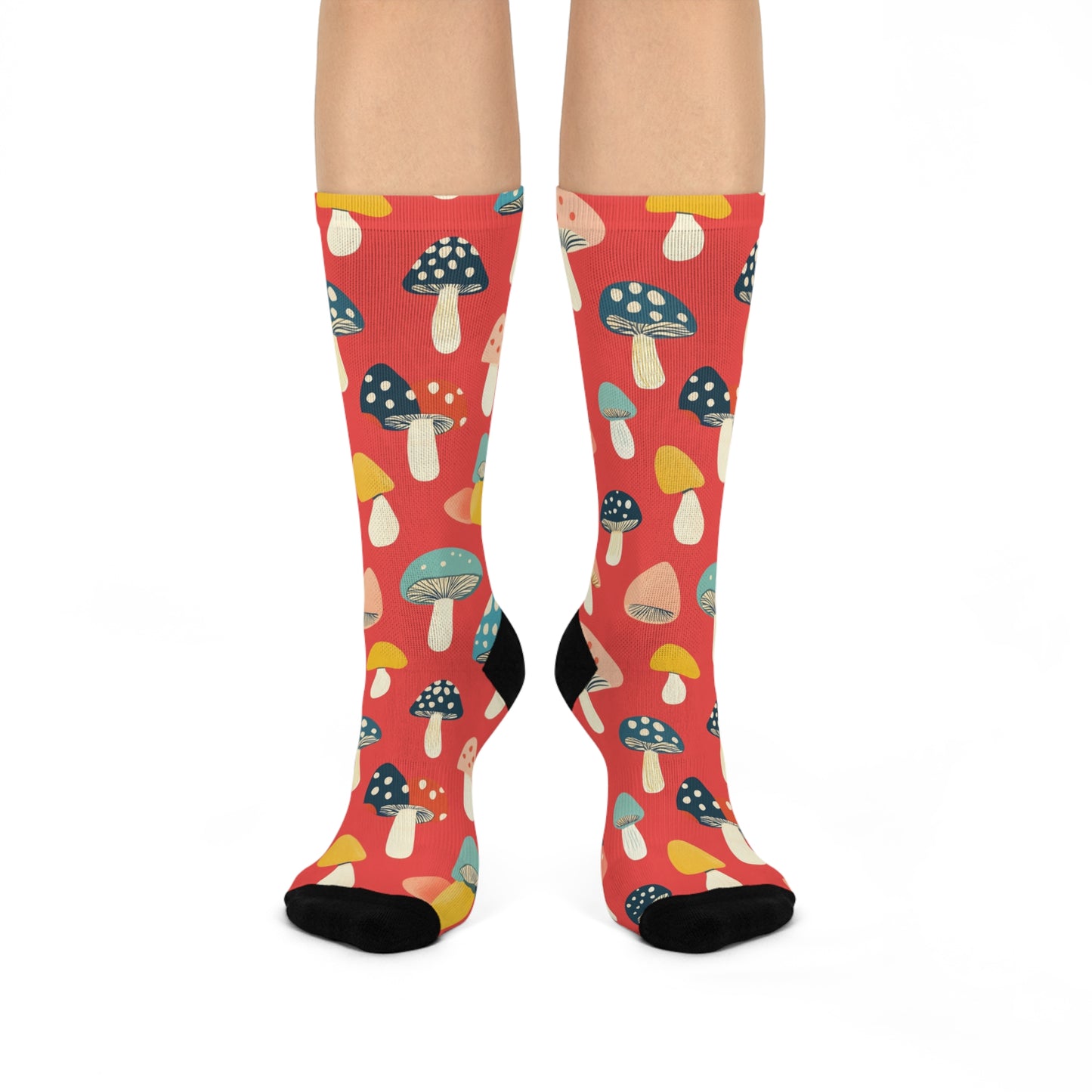 Mushroom Cushioned Crew Socks | Red 005