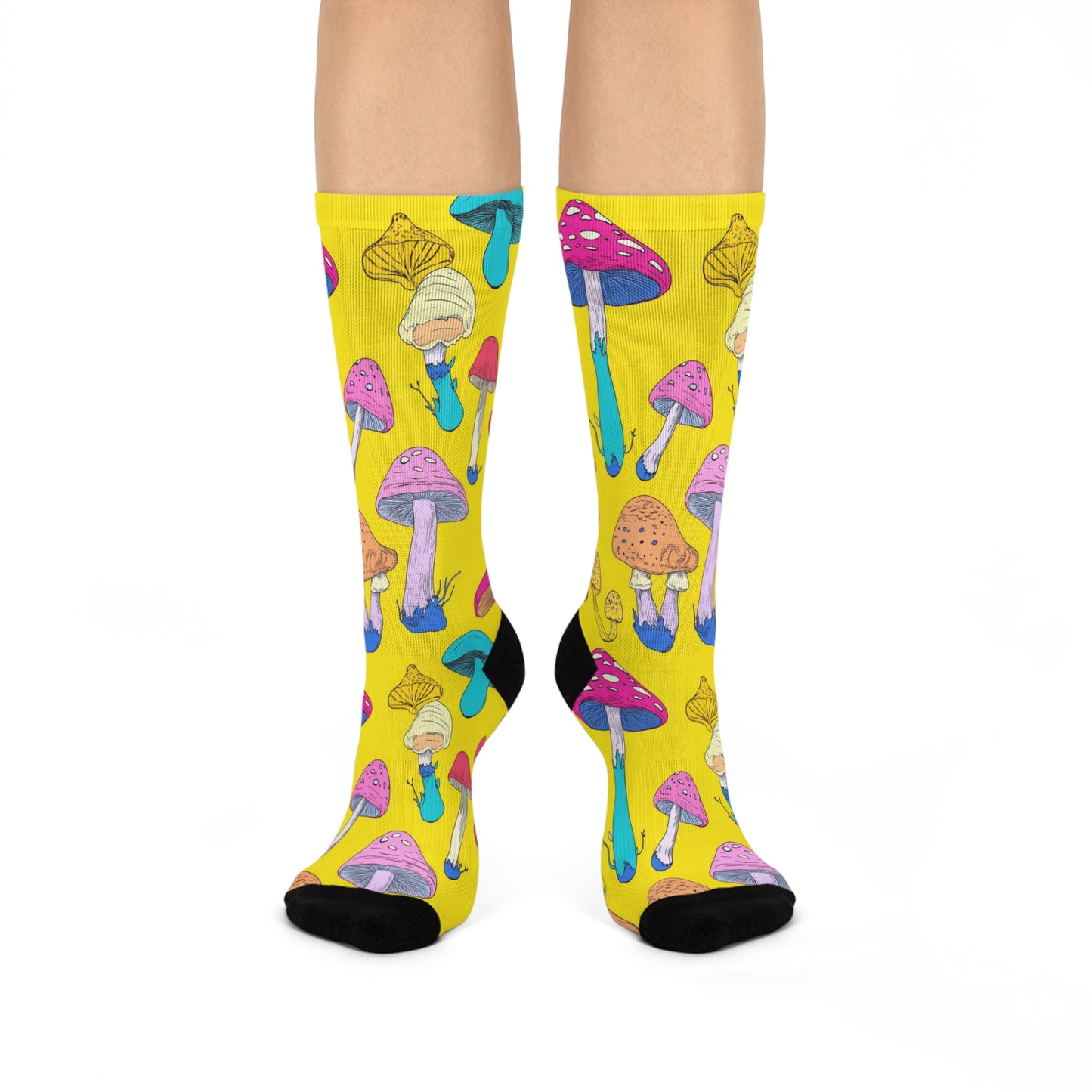 Mushroom Cushioned Crew Socks | Yellow 010