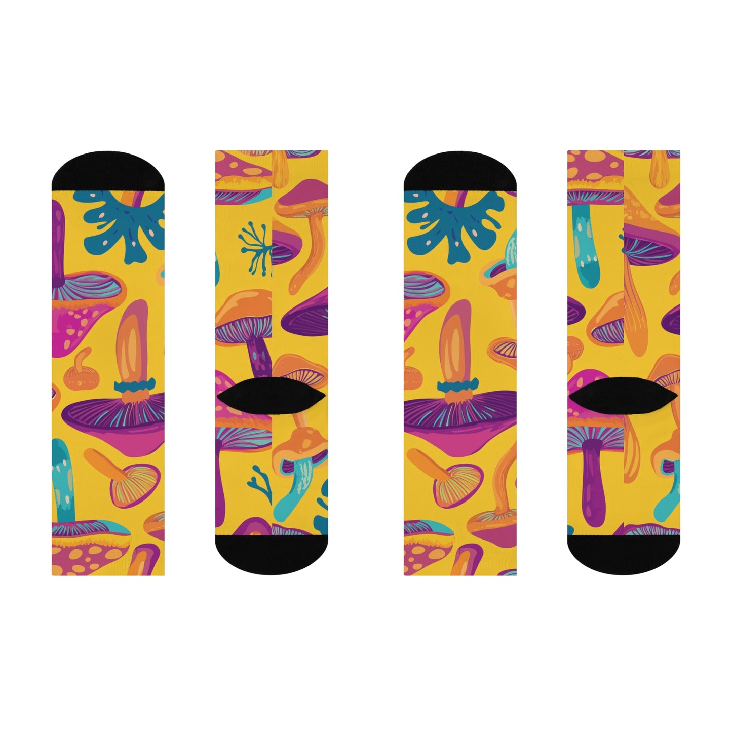 Mushroom Cushioned Crew Socks | Yellow 005