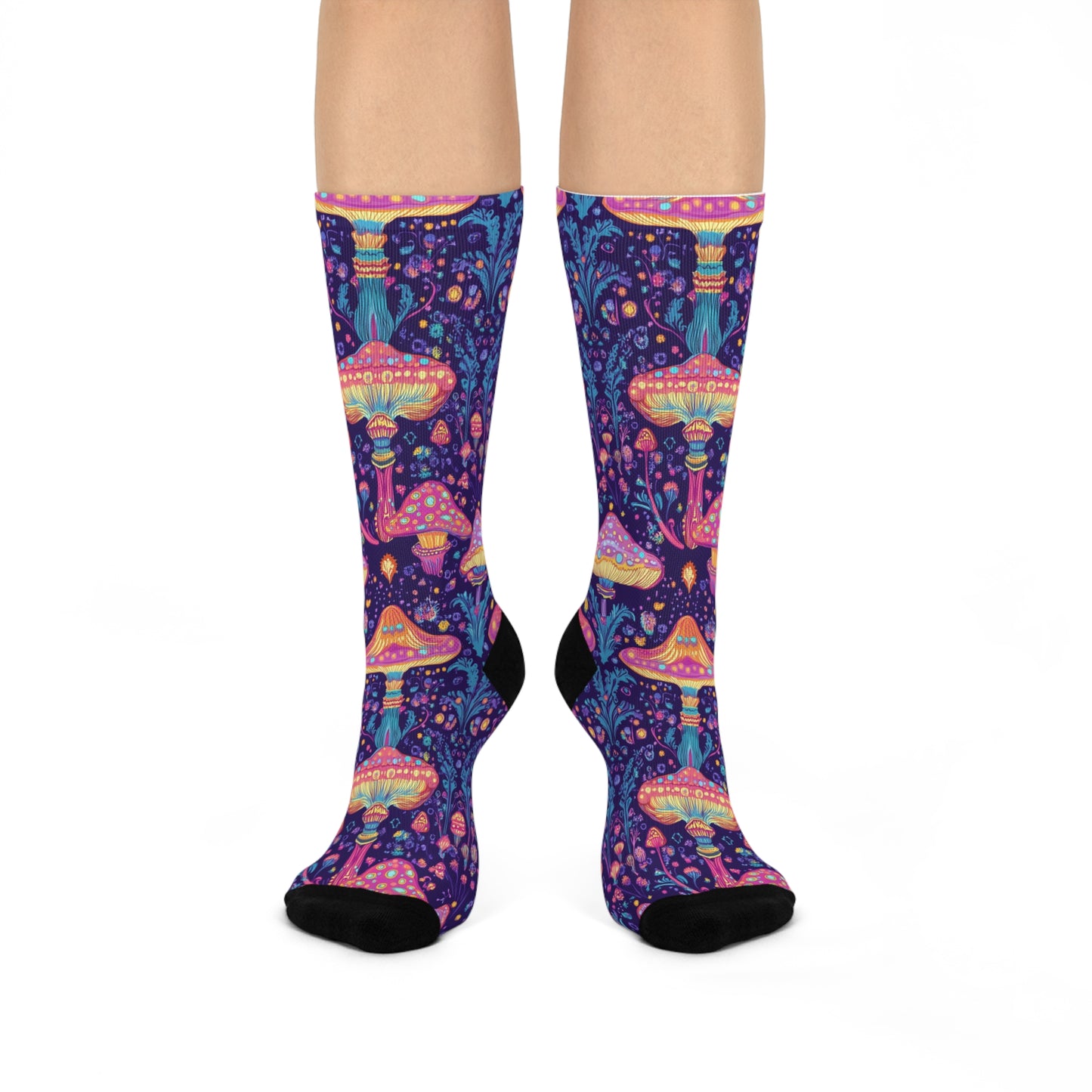 Mushroom Cushioned Crew Socks | Purple 008