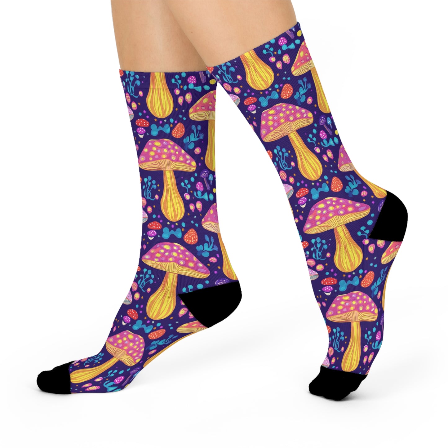 Mushroom Cushioned Crew Socks | Purple 010
