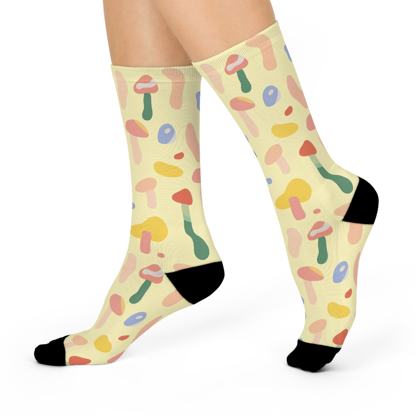Mushroom Cushioned Crew Socks | Yellow 008