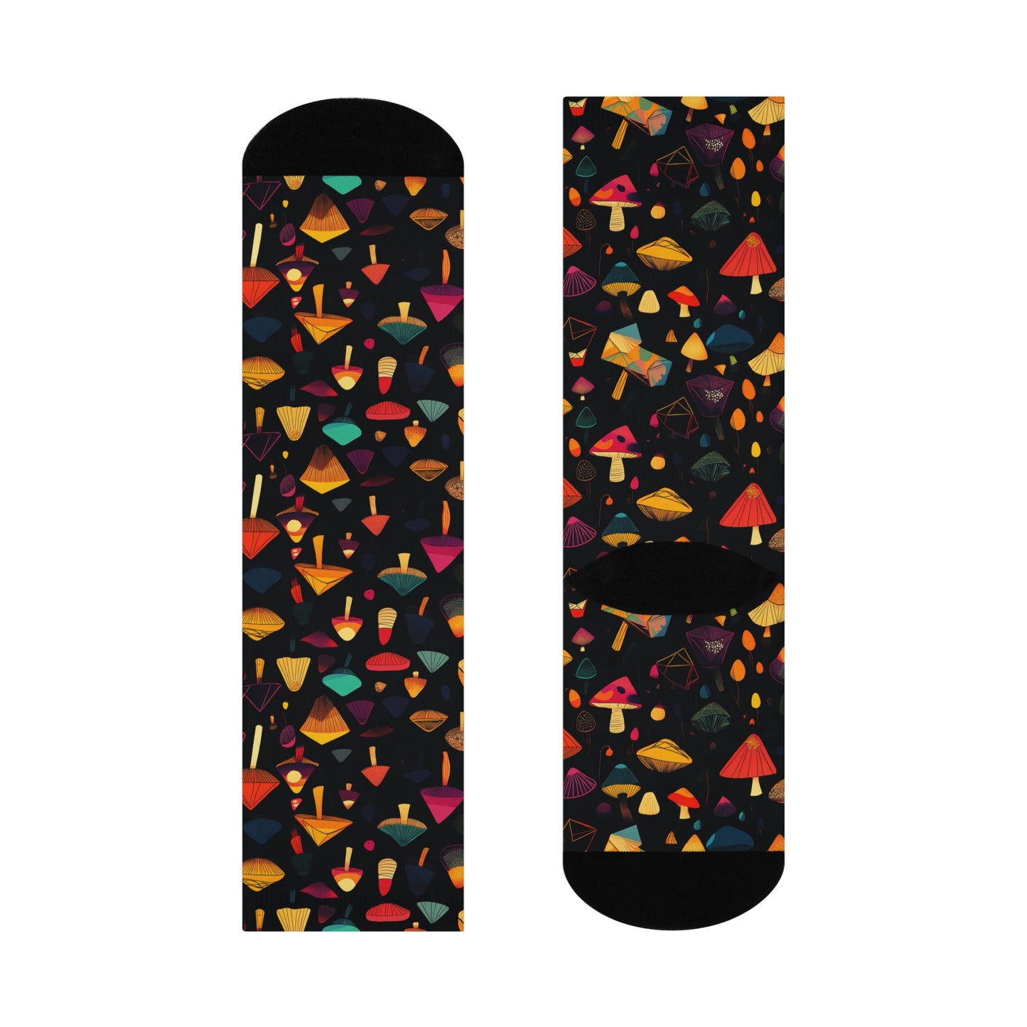 Mushroom Cushioned Crew Socks | Black 024