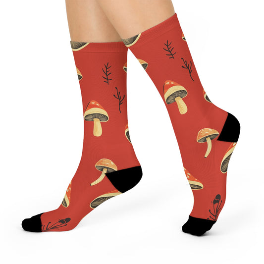 Mushroom Cushioned Crew Socks | Red 002