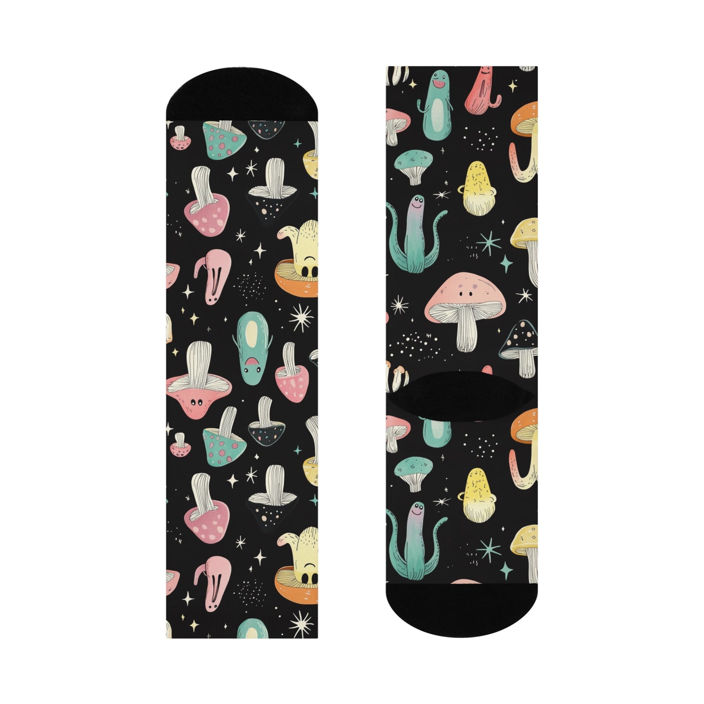 Mushroom Cushioned Crew Socks | Black 021