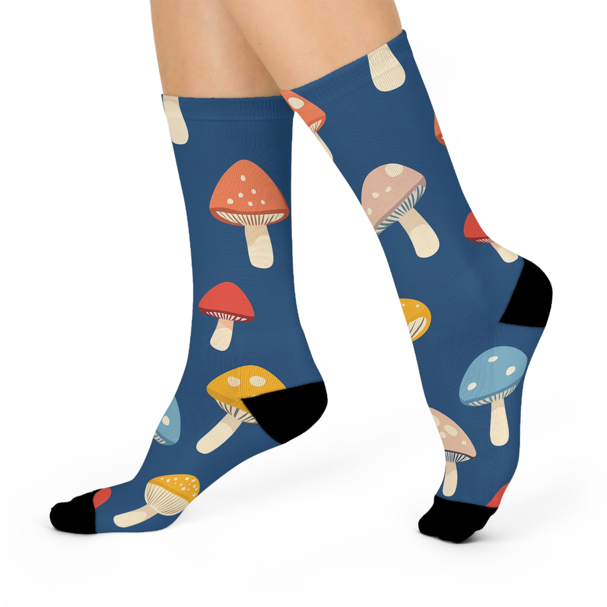 Blue Spotted Mushroom Crew Socks