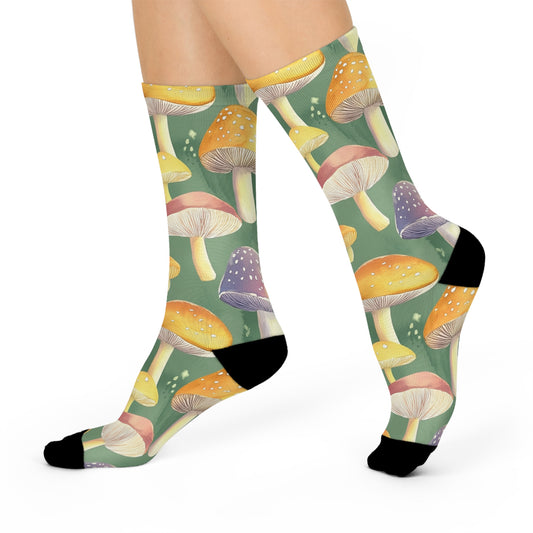 Mushroom Cushioned Crew Socks | Green 030