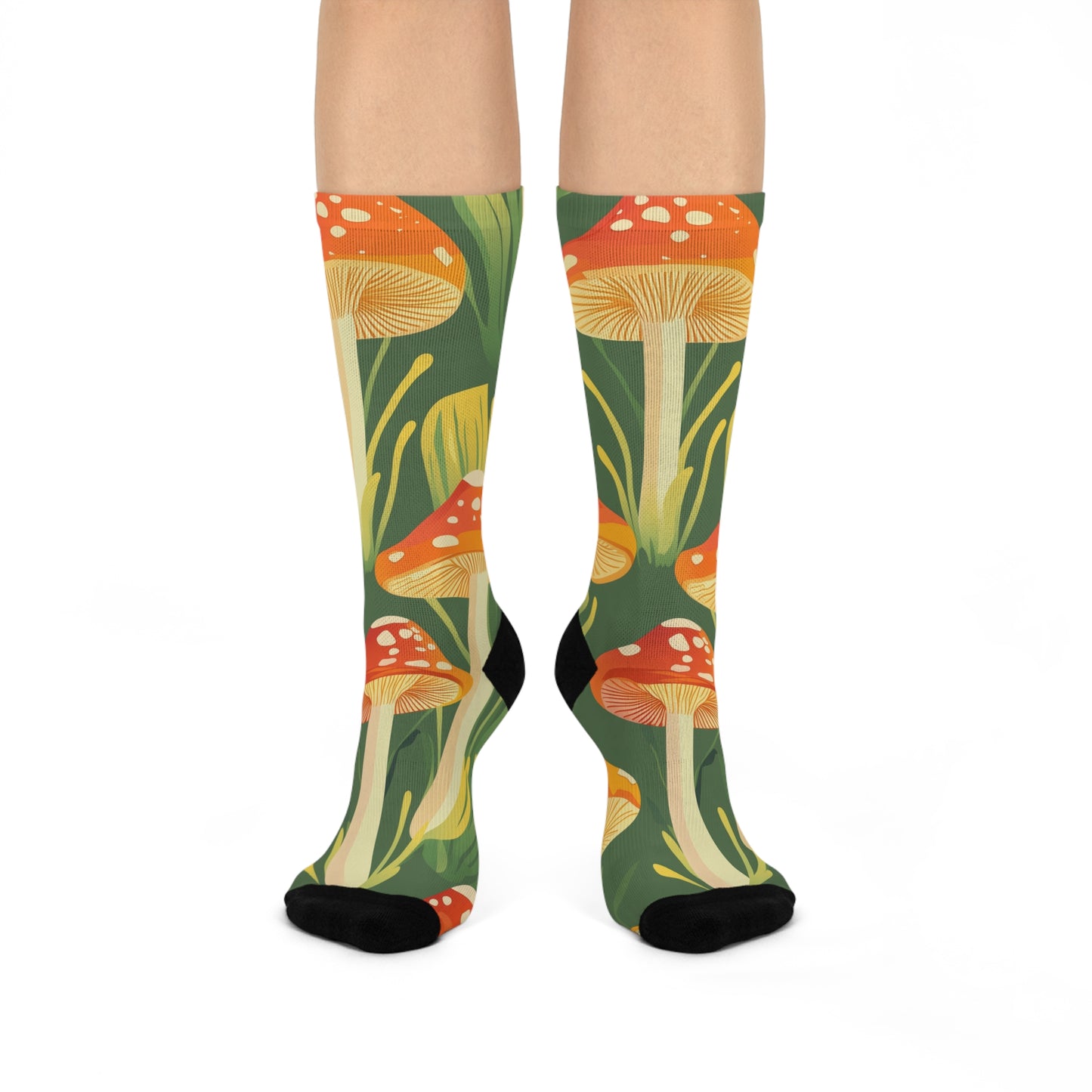 Mushroom Cushioned Crew Socks | Green 004
