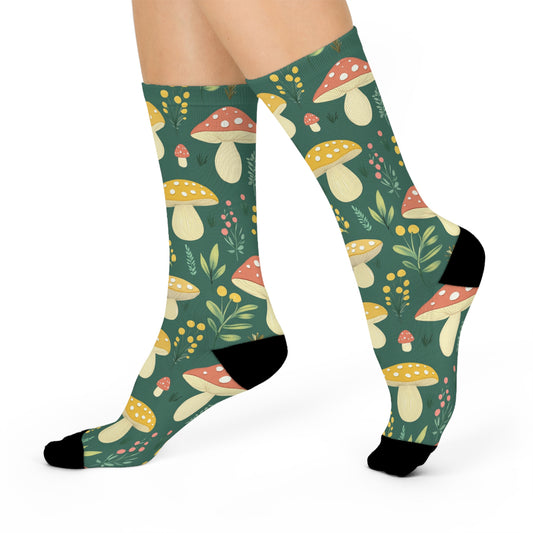 Mushroom Cushioned Crew Socks | Green 028