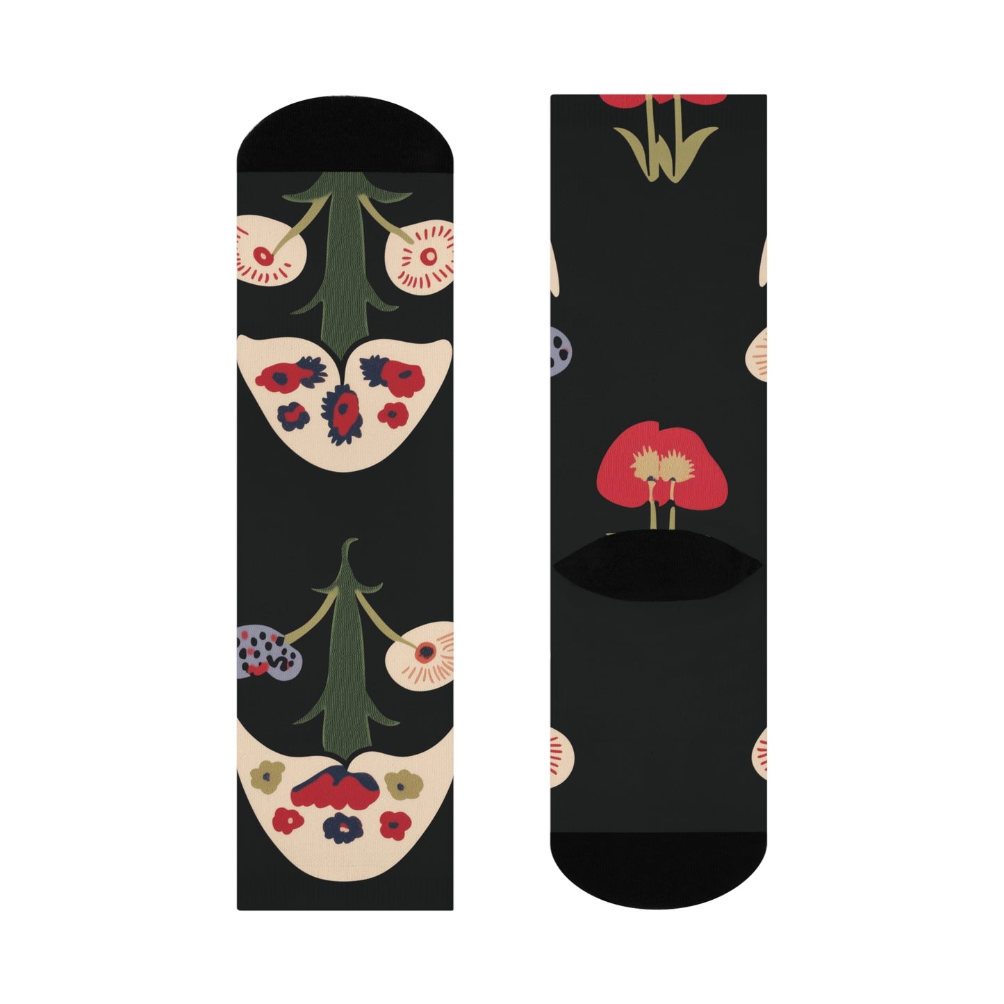 Mushroom Cushioned Crew Socks | Black 005