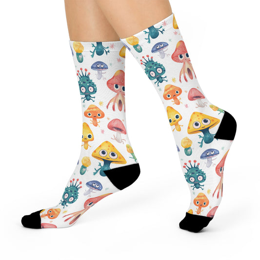 Mushroom Cushioned Crew Socks | White 017