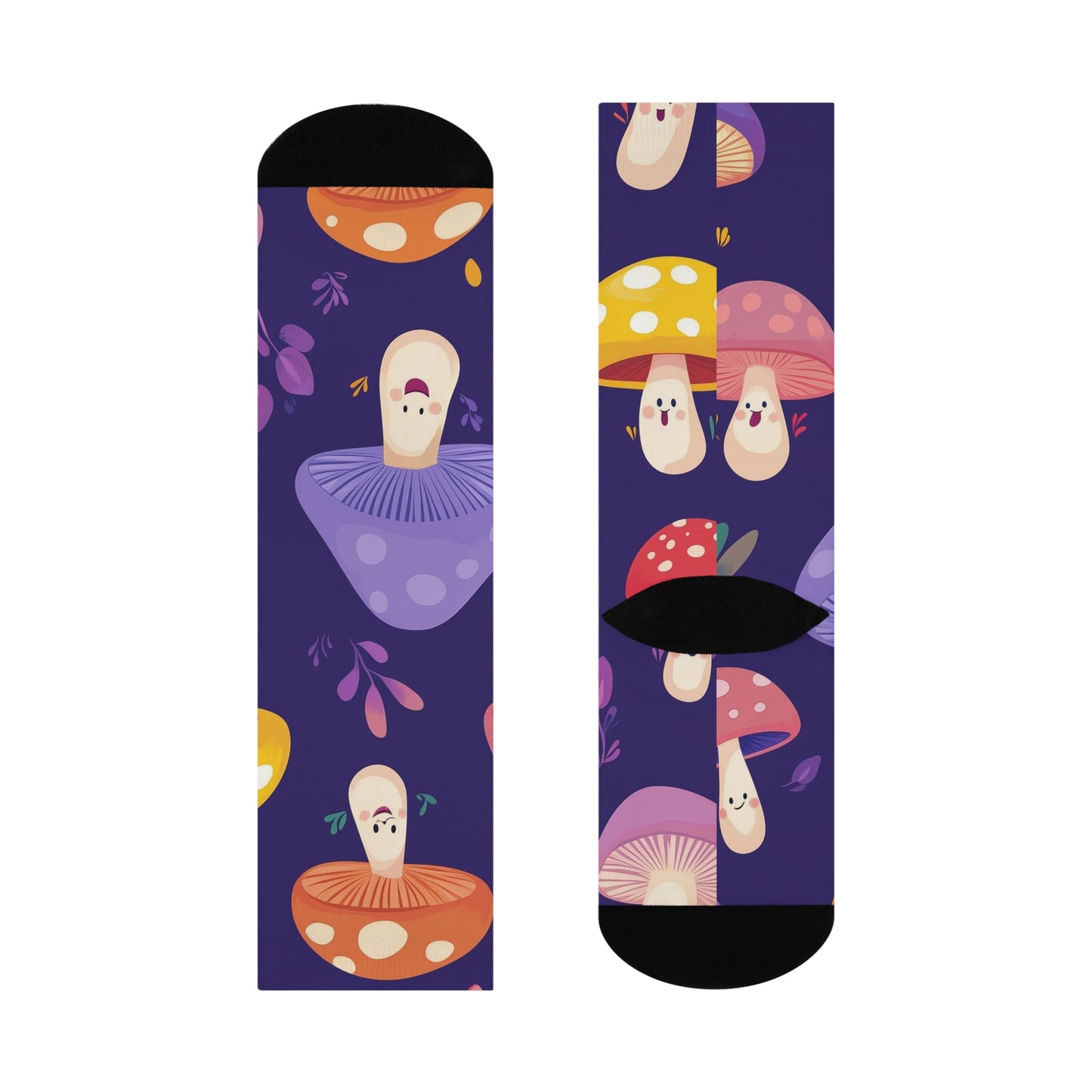 Mushroom Cushioned Crew Socks | Purple 002