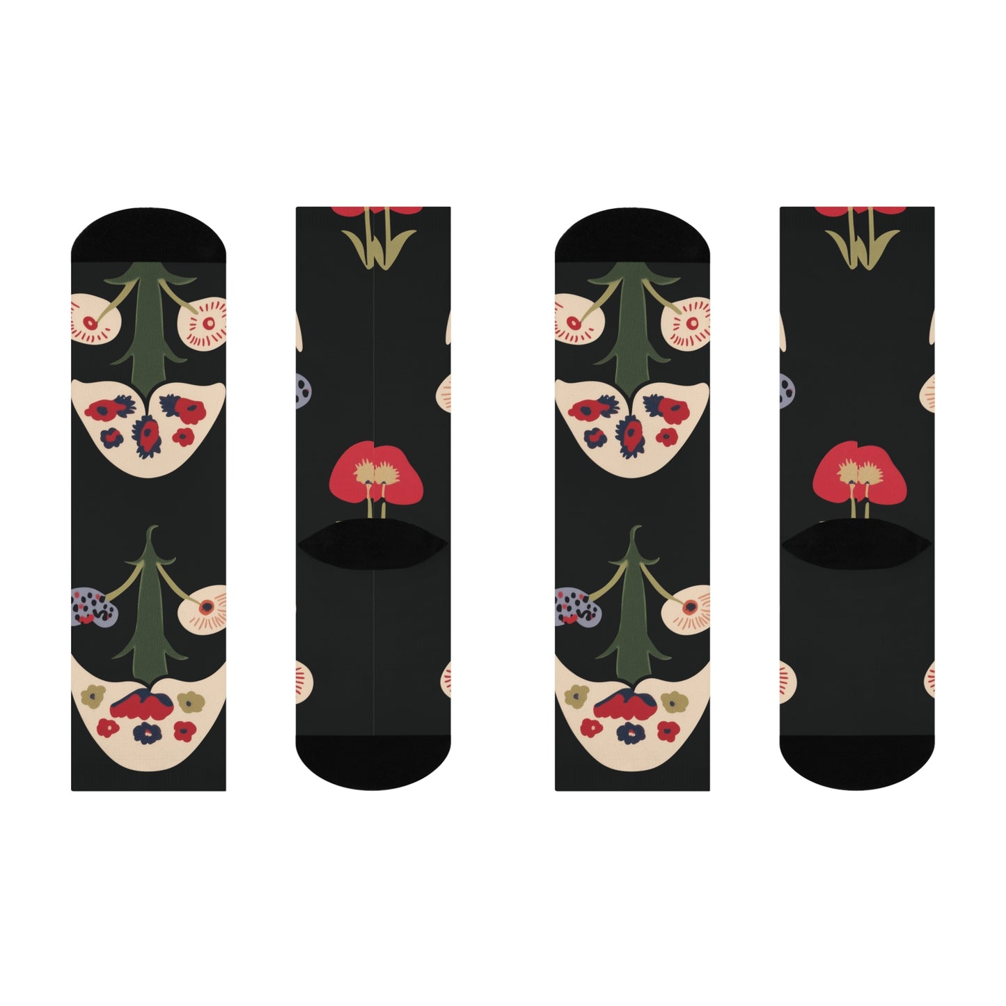 Mushroom Cushioned Crew Socks | Black 005