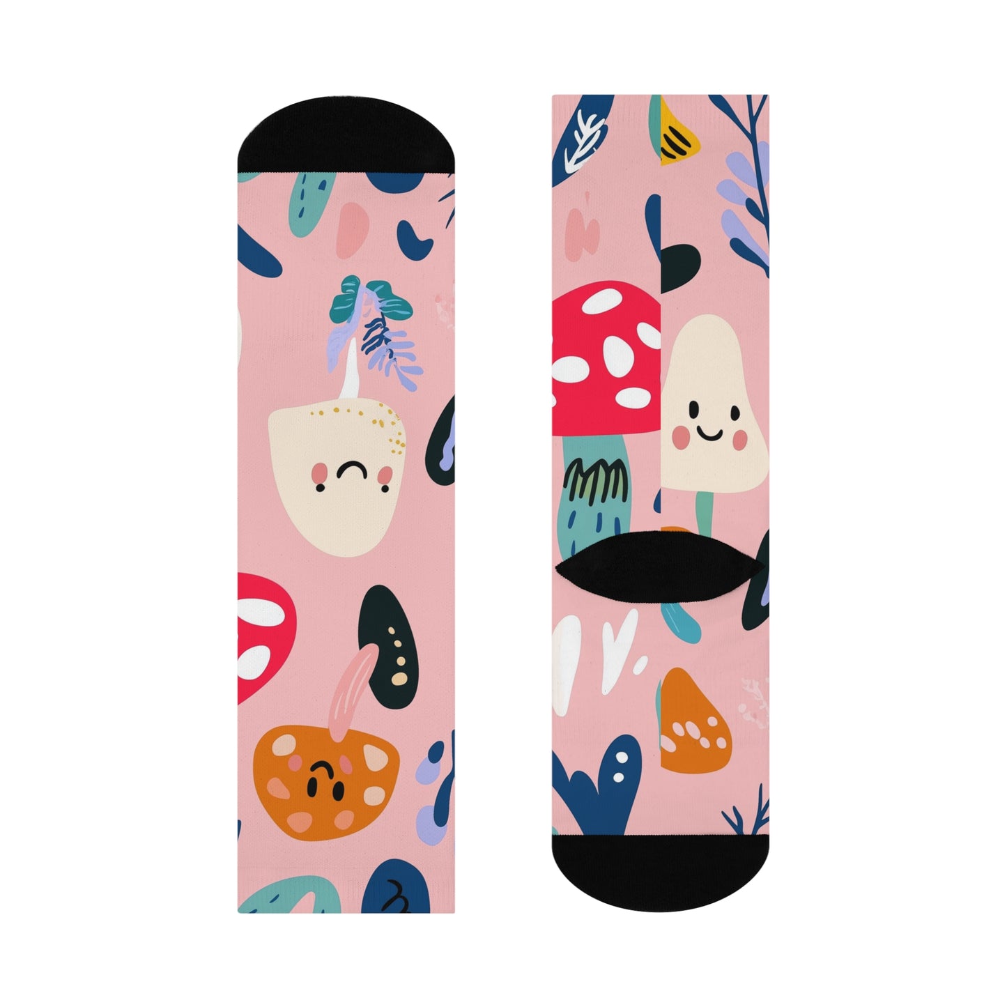 Mushroom Cushioned Crew Socks | Pink 003