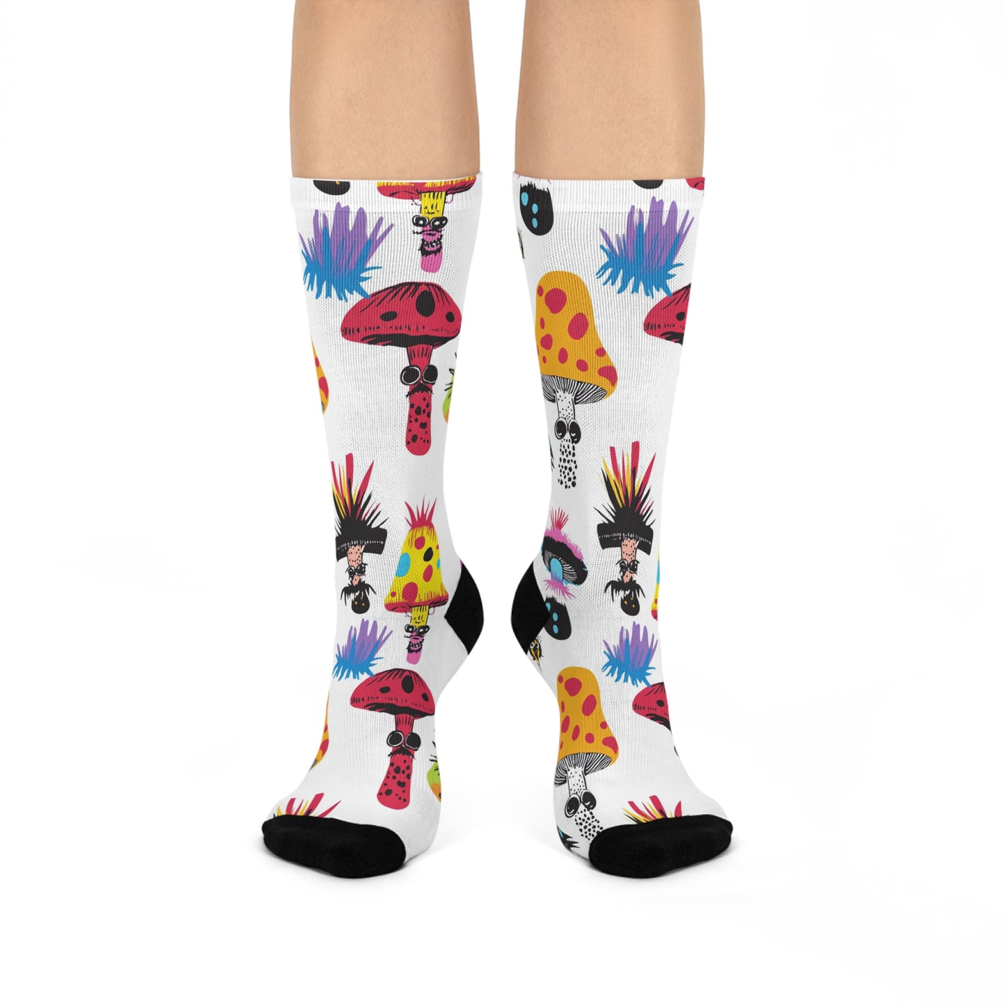 Mushroom Cushioned Crew Socks | White 020