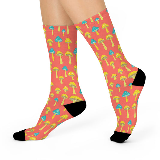 Mushroom Cushioned Crew Socks | Red 007