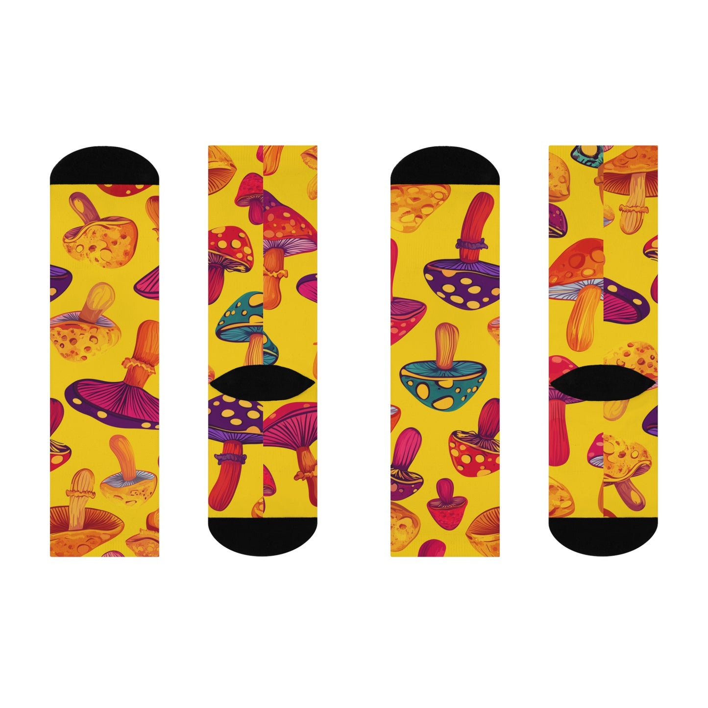 Mushroom Cushioned Crew Socks | Yellow 007