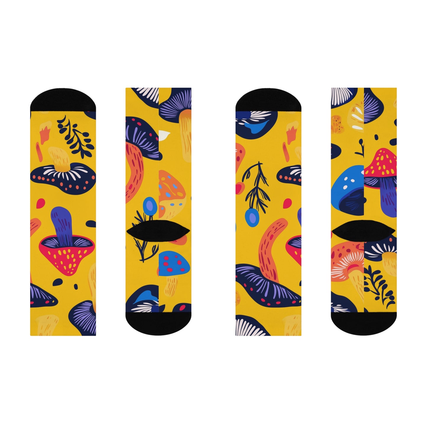 Mushroom Cushioned Crew Socks | Yellow 006