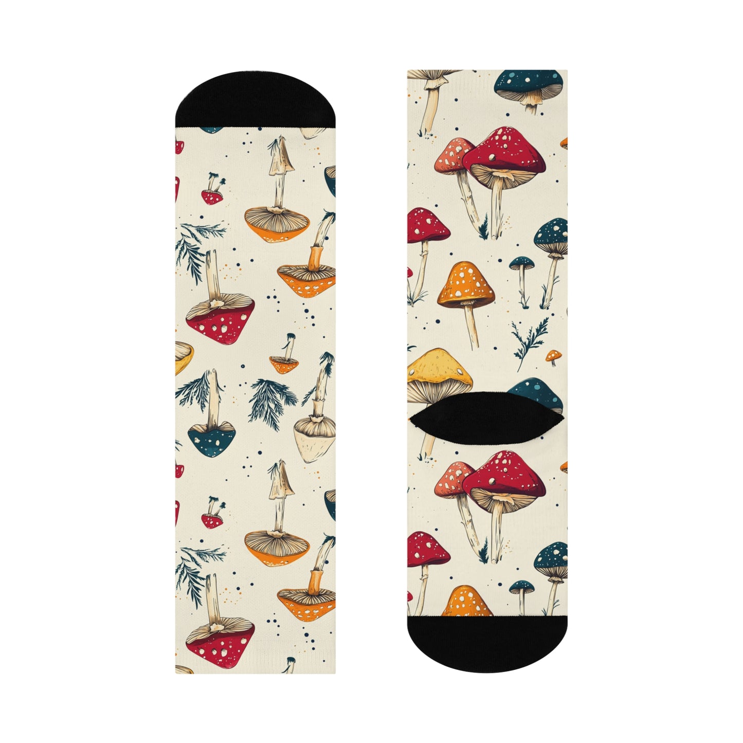 Mushroom Cushioned Crew Socks | Beige 003