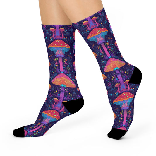 Mushroom Cushioned Crew Socks | Purple 009