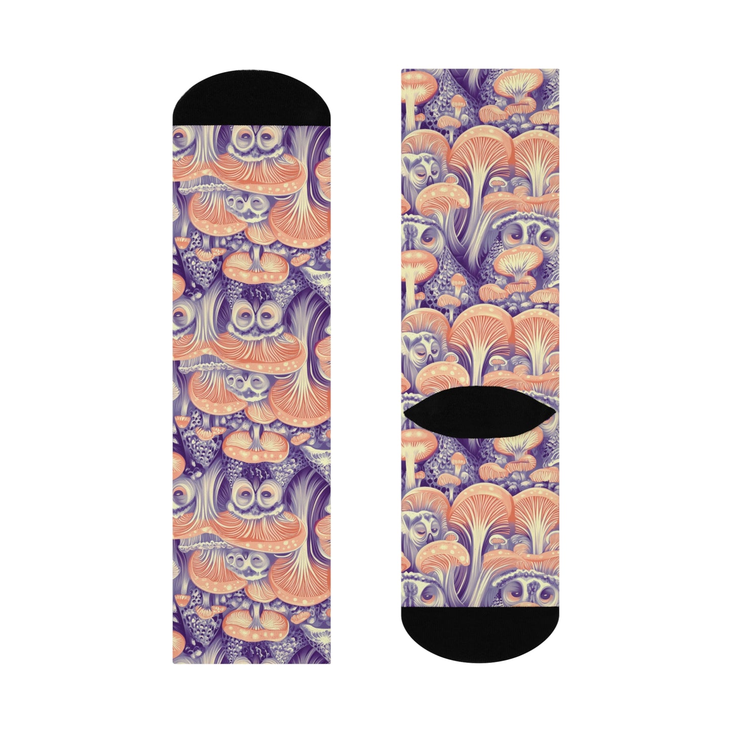 Mushroom Cushioned Crew Socks | Purple 013 | Owls