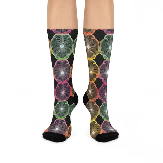 Rainbow Mushroom Gill Crew Socks