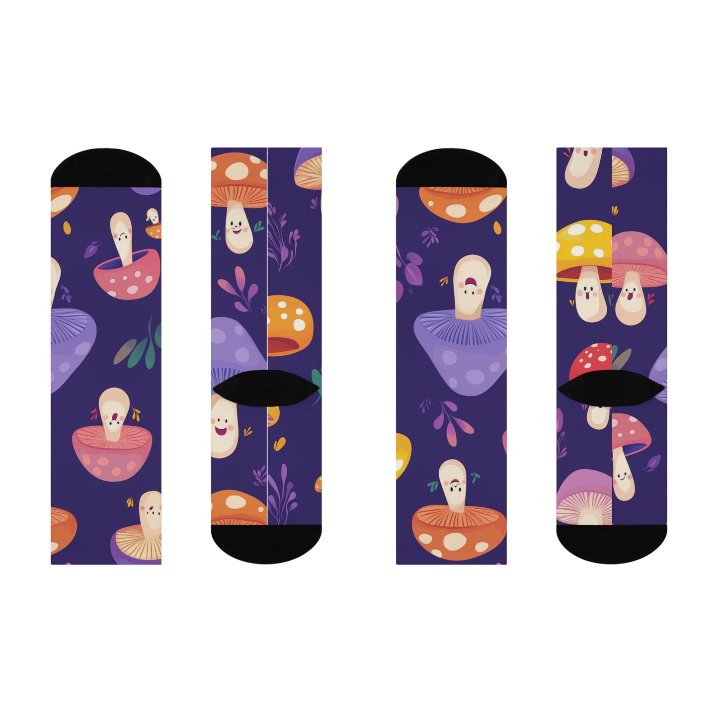 Mushroom Cushioned Crew Socks | Purple 002