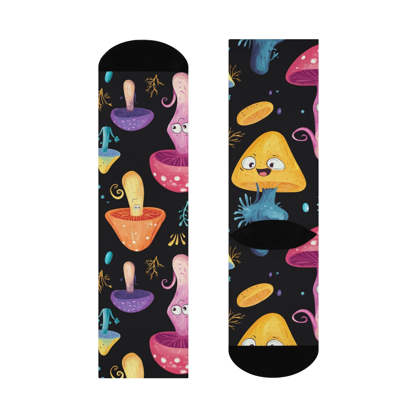Mushroom Cushioned Crew Socks | Black 018