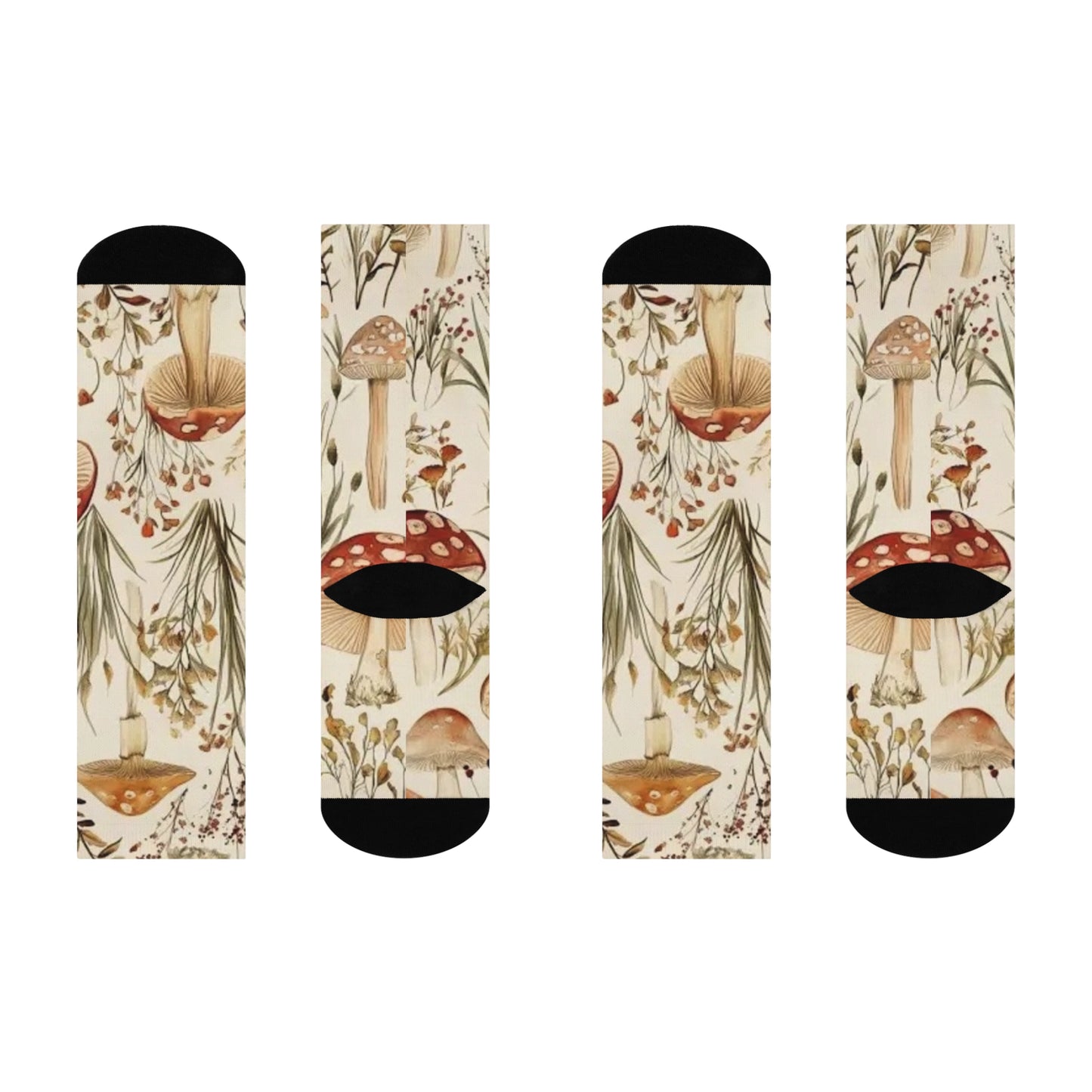 Mushroom Cushioned Crew Socks | Beige 002