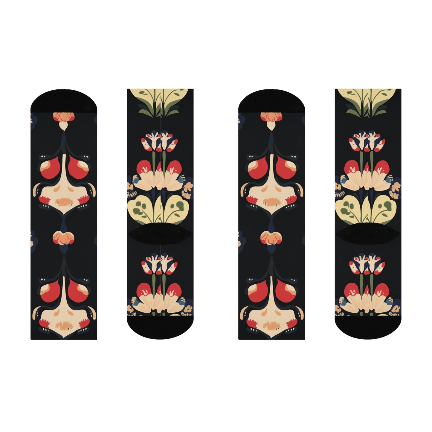 Mushroom Cushioned Crew Socks | Black 003