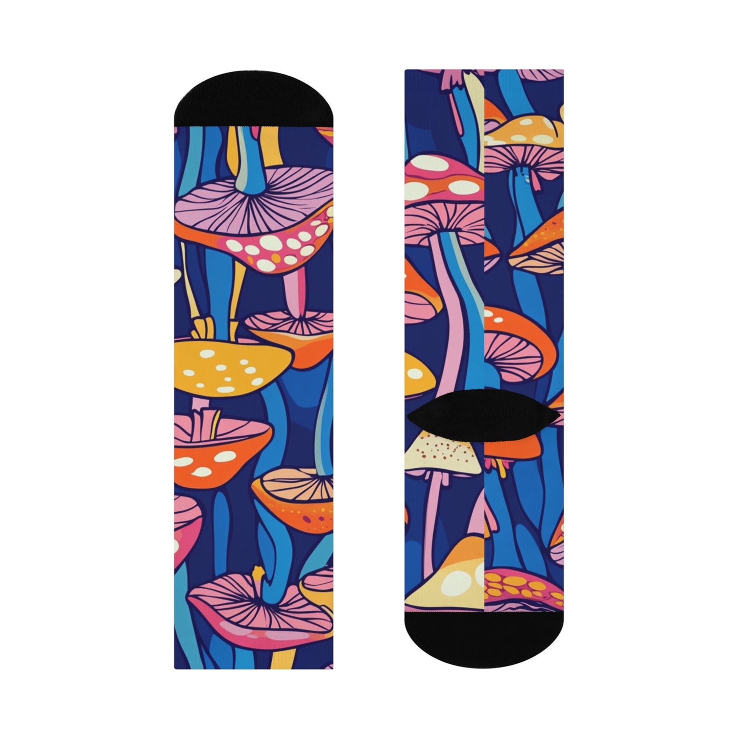 Mushroom Cushioned Crew Socks | Blue 001