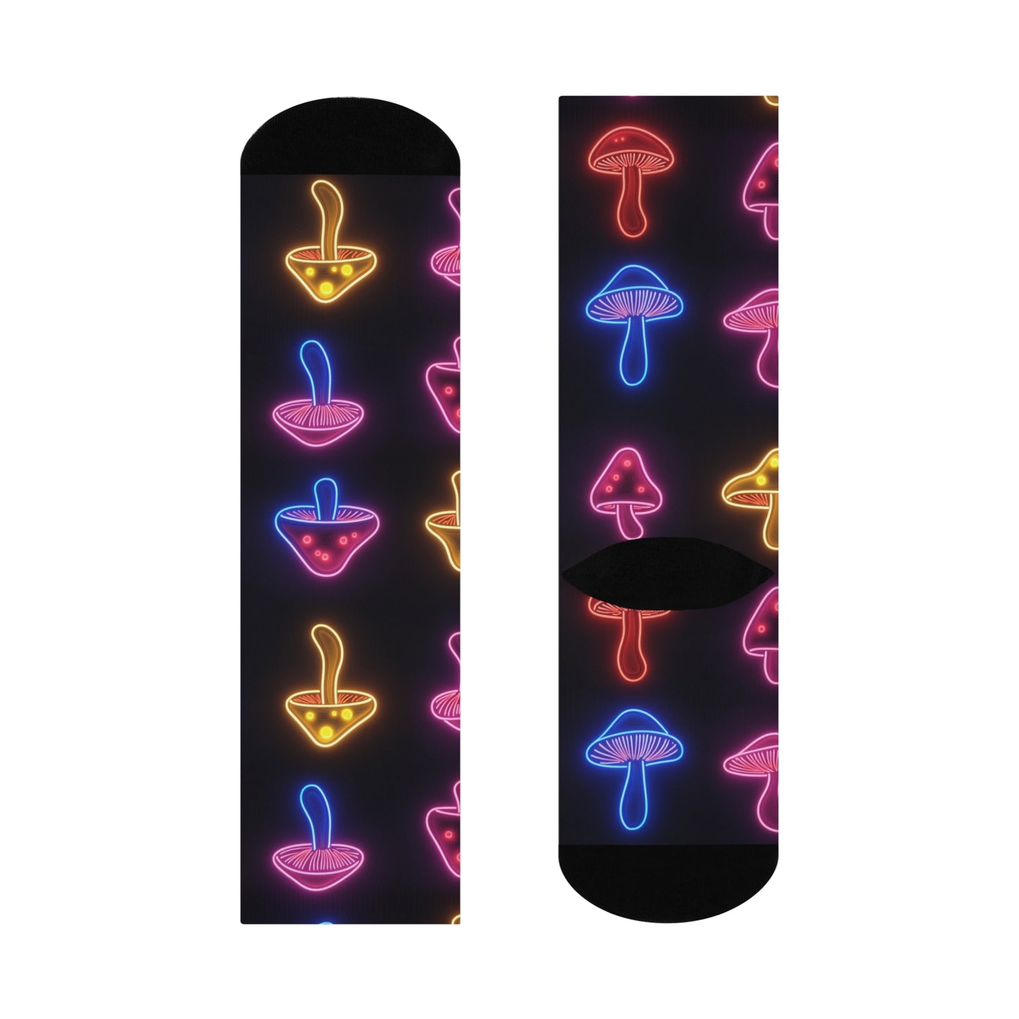 Mushroom Cushioned Crew Socks | Psychedelic 024 | Neon
