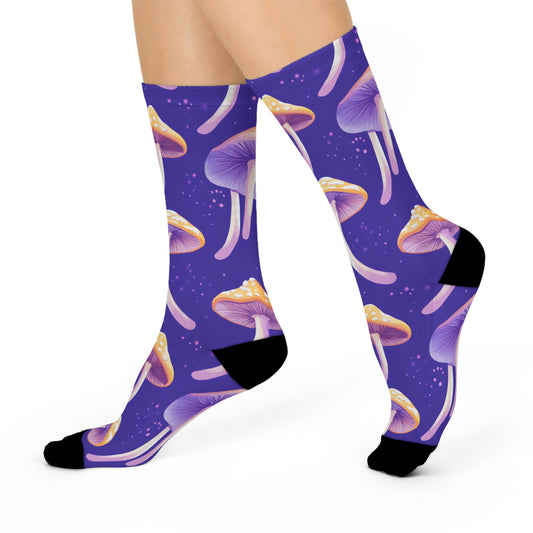Mushroom Cushioned Crew Socks | Purple 006