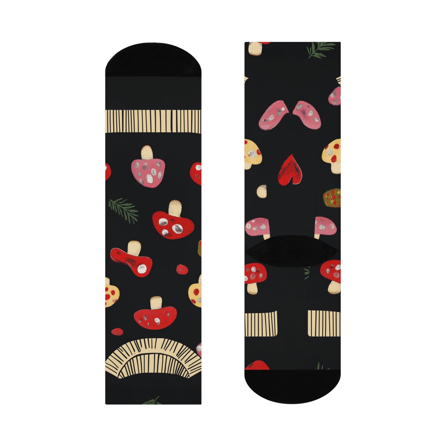 Mushroom Cushioned Crew Socks | Black 010
