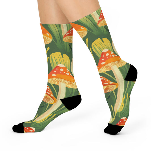 Mushroom Cushioned Crew Socks | Green 004